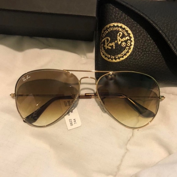 Ray-Ban Accessories - Ray-ban unisex aviator sunglasses Brown Gradient / gold Brand new with case
